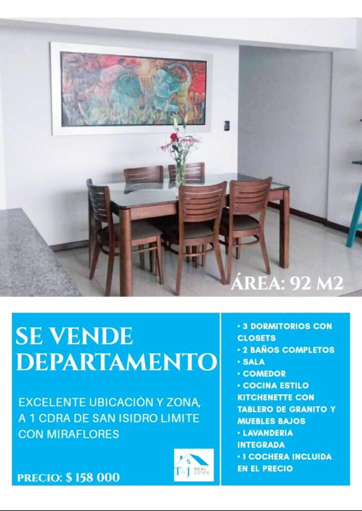 Venta de Departamento En San Isidro, Lima – US$ 158,000 –