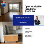 Alquiler de Departamento En San Borja, Lima – US$ 1,000 –
