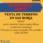 Venta de Terreno En San Borja, Lima – US$ 530,000 – San Borja