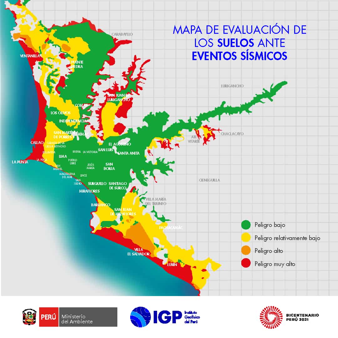 Mapa de riesgo sísmico de Lima | Departamentos en alquiler en Lima